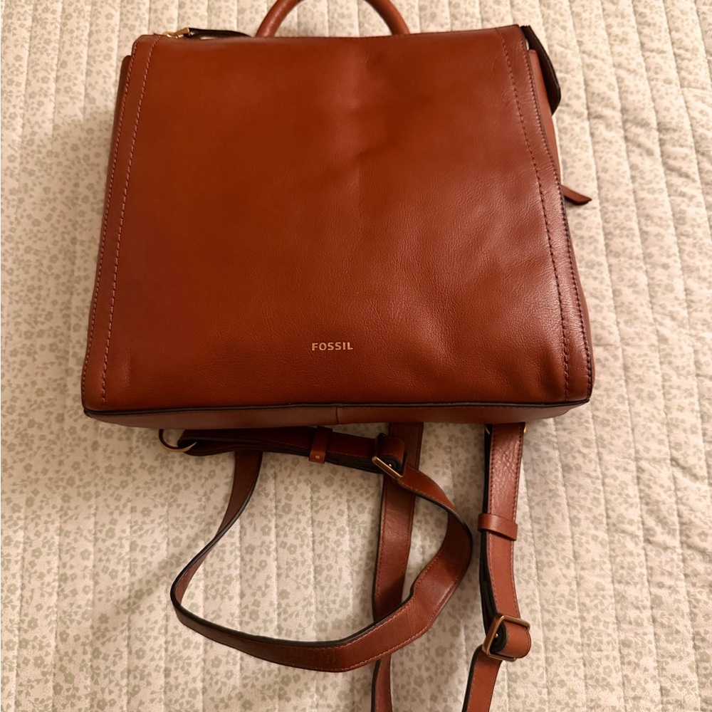 Fossil Parker Small Brown Leather Backpack
